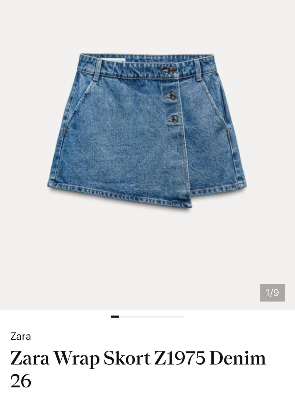 Zara Blue Denim Wrap Skort with Front Buttons